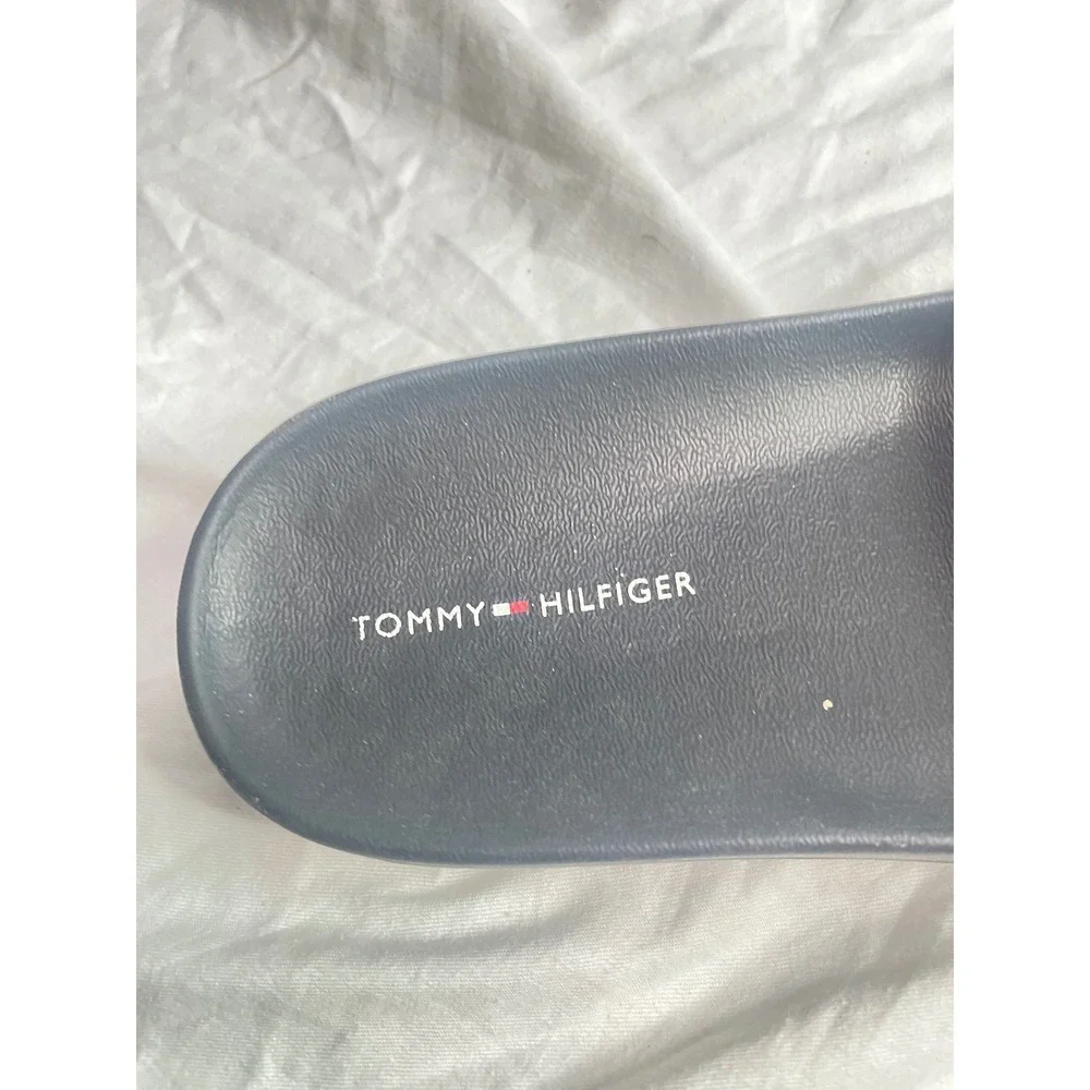 Tommy Hilfiger Men's Black Logo Slides Sandals Size 8